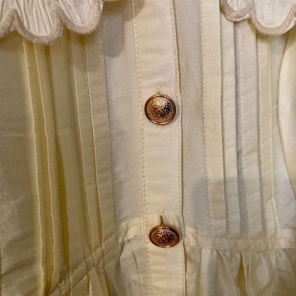 🆕 NWT Anthropologie | Mauve Cream Scalloped-Collar Puff Sleeve Babydoll Top XS - Picture 8 of 15